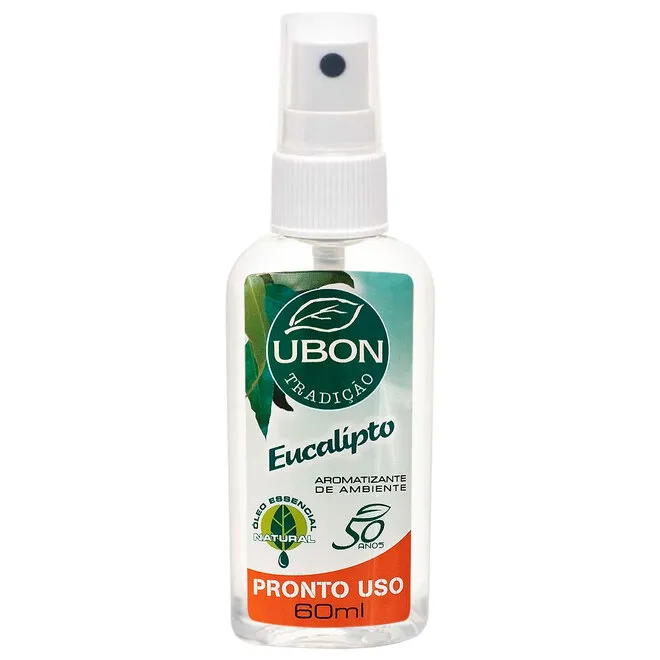 Mini Aromatizante de Ambiente Eucalipto Spray Ubon 60ml - Mini Aromatizante  de Ambiente Eucalipto Spray Ubon 60ml - UBON TRADIÇÃO