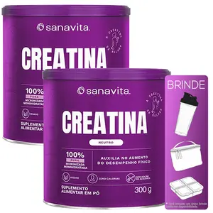 Kit 2 Creatina Sanavita 300g Ganhe Brinde