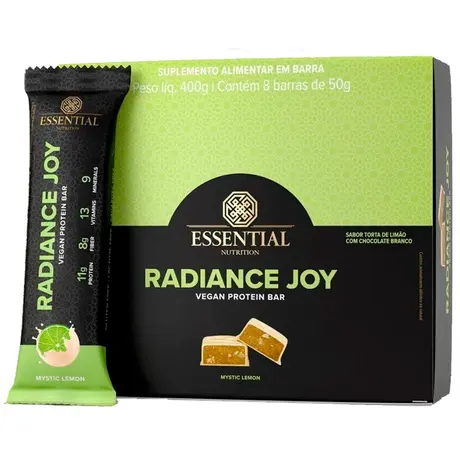 Kit 8 Barras de Proteína Radiance Joy Limão com Chocolate Branco Essential Nutrition 50g
