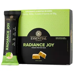 Kit 8 Barras de Proteína Radiance Joy Limão com Chocolate Branco Essential Nutrition 50g