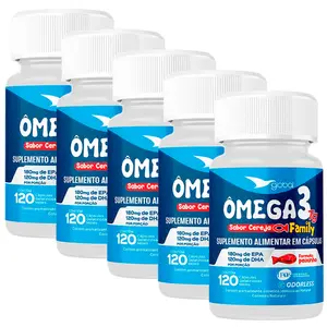 Kit 5 Ômega 3 Peixinho 18 EPA 12 DHA Family Global Suplementos 120 Cápsulas
