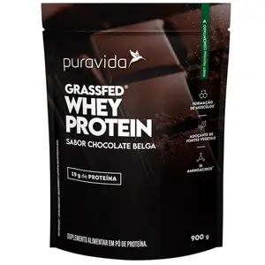 Whey Protein Grassfed Puravida Sabor Chocolate Belga 900g