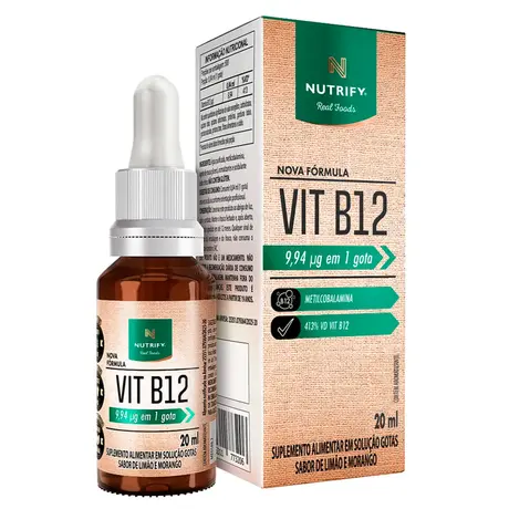 Vitamina B12 Metilcobalamina Líquida Nutrify Sabor Limão e Morango 20ml